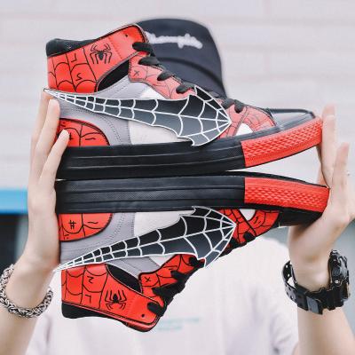 China Cushioning 4 Basketball Shoes aj Spider Man College Cool Men Vulcanize High Top Canvas Sneaker Fashion Mesh Printed Casual Flat Shoes For Men Women Outdoor Casual Sneaker student for sale