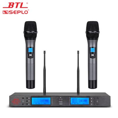 China 2020 New Design Year New Design UHF Enping Karaoke Headset Microphone Dual Channel Wireless Microphone for sale