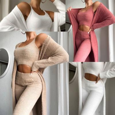 China 2021 New Autumn Popular Cotton Winter Long Sleeve QUICK DRY Pants Set Three Piece Women Sweater for sale