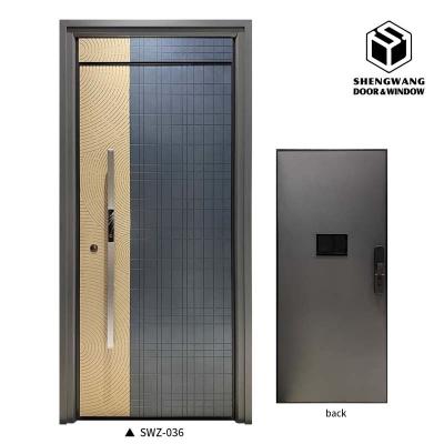 China Swing Gold Aluminium Commercial Entrance Doors Main Exterior Aluminum Frame Exterior Door for sale