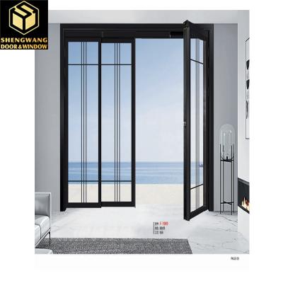 China Aluminum Alloy PT Door 2.1m Double Glazing Black Aluminum Patio Doors for sale