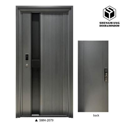 China Dark Grey Luxury Stainless Steel Swing Door Honeycomb Panel Exterior Swing Door for sale