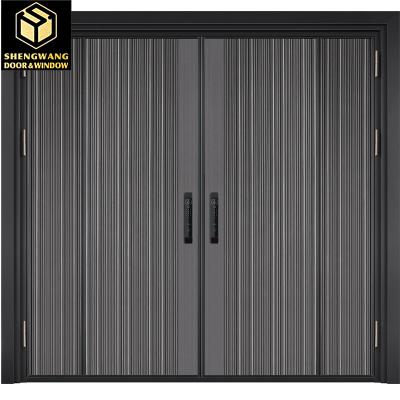 China OEM  Stainless Steel Entrance Door Golden Powder Coated Metal Exterior Doors for sale