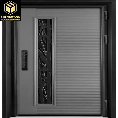 China Black Eco Friendly Aluminum Entrance Door Kindergarten Room Aluminium Front Doors for sale