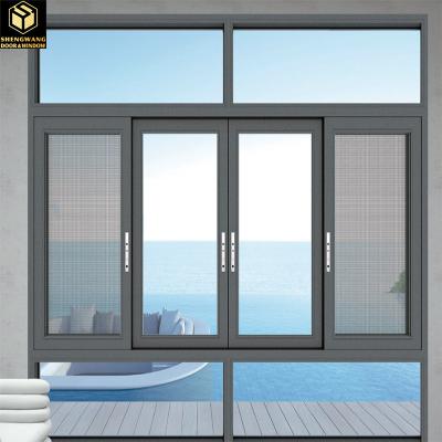 China Modern Lever Handle Aluminum Sliding Windows Aluminium Sliding Windows For Balcony for sale