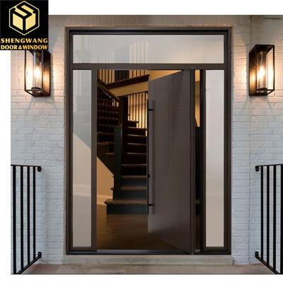 China Powder Coated Aesthetics Solid Aluminum Exterior Doors For Main Entrance for sale