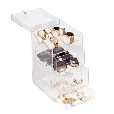 China 2021 New Beauty Jewelry Tool Cosmetic Holder High End Clear Acrylic Makeup Storage Box For Lady Women Accessories Makeup Drawer for sale