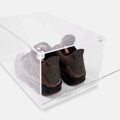 China Glamdisplay High End Acrylic Shoe Box Fashion Custom Clear Sneaker Box Stackable Shoe Boxes Clear Case for sale