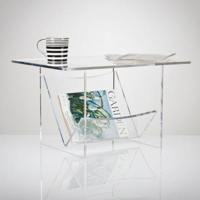 China Glamdisplay High End Premium Acrylic Coffee Table With Magazine Rack Perspex End Table Furniture for sale