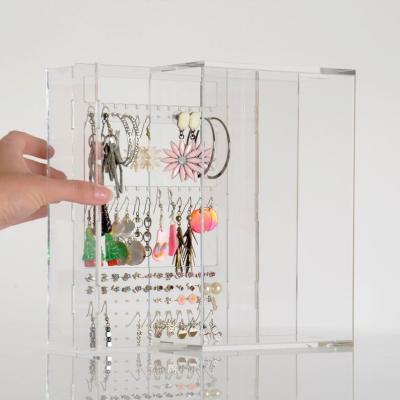 China Glamdisplay High-End Premium Acrylic Earring Display Storage Organizer /acrylic Jewelry Display Case For Makeup for sale