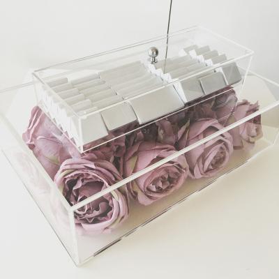 China Mother's Day High End Acrylic Glamdisplay Acrylic Flower Rose Creative Gift Box Lucite Wedding Gift Display For Christmas Baptism Gift Box for sale