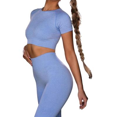 China Breathable Summer Girl Fitness Tops And High Waist Pants Set Sports Seamless Workout Clothes Yoga Set For For Girls for sale