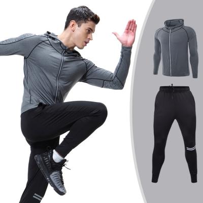 China Fitness Anti-Shrink Quick Dry Men Set Hoodie Jacket And Jogger Sweatsuit Ropa Hombre Men for sale