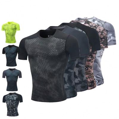 China Anti-pilling Digital Printed Bodybuilding Workout Gym T-shirts Short Sleeve Comfortable Seamless Running Men's Short Sleeve for sale