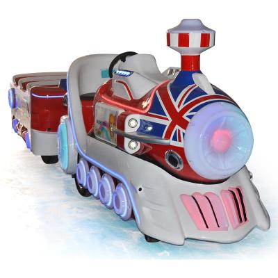 China Fiberglass+ Metal Amusement Battery Operated Train Rides Trackless Clown Train For Shopping Mall for sale