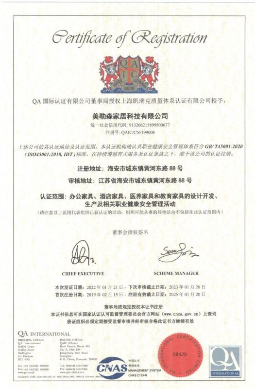 ISO 45001 - Meilesen Home Technology Co., Ltd.