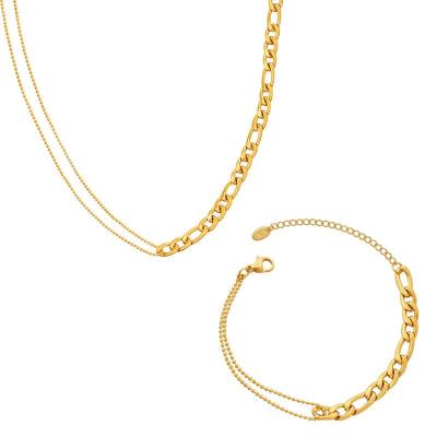 China FASHIONABLE GOLDVAST Simple Element Metal Double Ball Necklace Chain Bracelet Set Stainless Steel Jewelry 18k Gold Plated Jewelry for sale