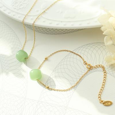 China FASHIONABLE GOLDVAST Jade Pendant Necklace Stainless Steel Jewelry Gold Plated Jewelry 18K Gold Bracelet Ornament Set For Women for sale