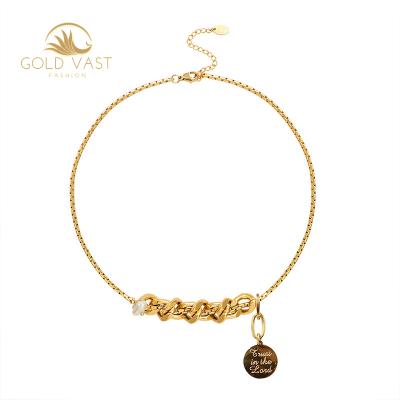 China Jewelry set 18k gold plated necklace jewelry fashionable stainless steel necklaces set gold link necklaces chain halskette miner collares for sale