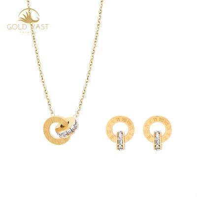 China TRENDY gold plated necklace jewelry sets fashionable stainless steel necklaces set gold link necklaces halskette miner chain collares for sale