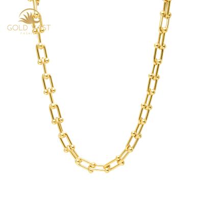 China Jewelry Set Gold Plated Necklace Jewelry Sets Fashionable Stainless Steel Necklaces Set Gold Link Necklaces Chain Halskette Miner Collares for sale