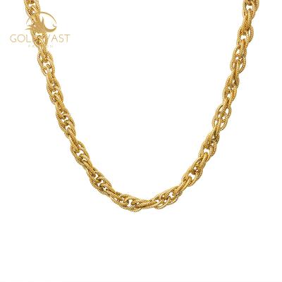 China TRENDY gold plated necklace jewelry sets fashionable stainless steel necklaces set gold link necklaces halskette miner chain collares for sale