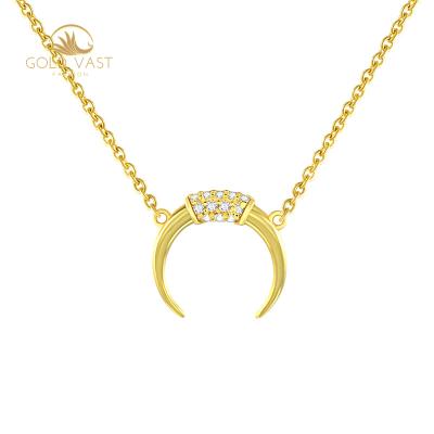 China FASHIONABLE Moon Shaped Diamond Necklace Chain 925 Silver Jewelry Gold Plated Stainless Steel Necklaces 925 Silver for sale