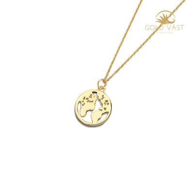 China TRENDY Hollow World Map Coins Pendants For Necklace 925 Silver Jewelry Necklace Gold Plated Stainless Steel Necklaces Trendy 925 Silver for sale