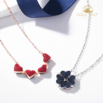 China Korean version of TRENDY four leaf clover with diamond 925 silver jewelry necklace gold plated stainless steel necklaces trendy 925 silver for sale