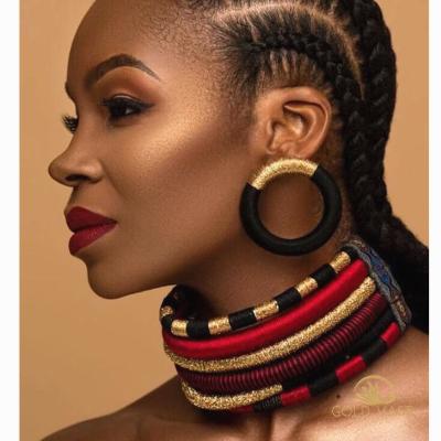 China Jewelry Set Exaggerated Necklace Multilayer Braided Necklace Set African Choker Style Necklace And Earring Set for sale