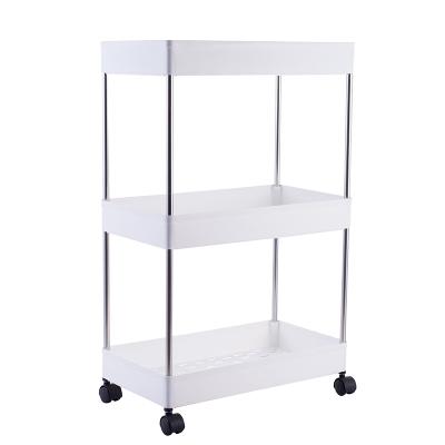 China Modern 3/4 Tier Rolling Shelves Utility Rack Bathroom Kitchen Trolley Storage Cart Organizer for sale