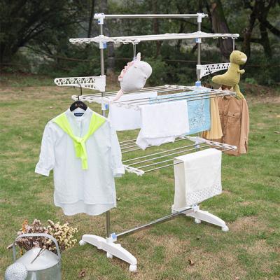 China Modern 3 Tier Rolling Clothes Drying Rack Adjustable Clothes Garment Laundry Rack for sale