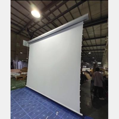 China Electric In Ceiling HD Projector Screen 150 Inch Motorized Tab Tension Projection Screen for sale