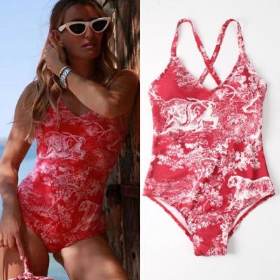 China Famous Brand Swimwear 2022 Designer Swimwear Breathable Fast Shipping Two Piece Tiger Print Bikini Beach Wear Ready To Ship for sale