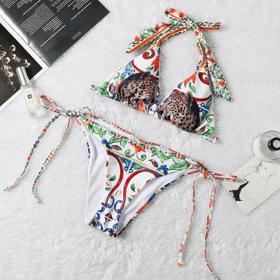 China 2021 famous logo swimwear triangle bikini letter print breathable luxury custom designer brand women swimwear famous swimwear for sale