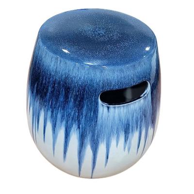 China Modern High Quality Small Sofa Blue And White Porcelain Landscape Style Stool Drum Shaped Chairs for sale