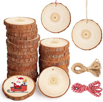 China China Wood Kit Unfinished Predrilled with Hole Circles Wooden Tree Slices for Arts and Crafts Christmas Ornaments DIY Crafts for sale