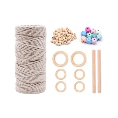 China Europe New Products Widely Used Macrame Cord Natural Cotton Macrame Diy Teether Bead Stick Wooden Rope for sale