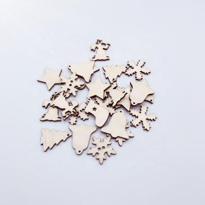 China Europe 25pcs Laser Cut Christmas Wooden Cutouts Open Wood Slices Ornaments Kids Educational Toys For Craft And DIY Accessories for sale