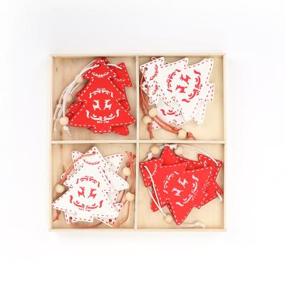 China 12pcs Europe Christmas Cutout Wooden Wood Slices Ornaments For Christmas Tree Home Decor Natural Decoration for sale