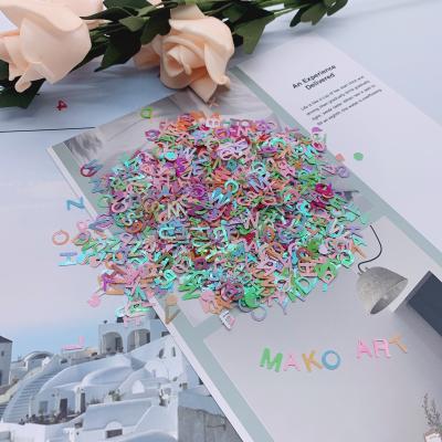 China Wholesale Eco-Friendly Education Colorful Alphabet Kids 50G Sequin Glitter Loose Flake Crafts For Home Wedding Decoration for sale