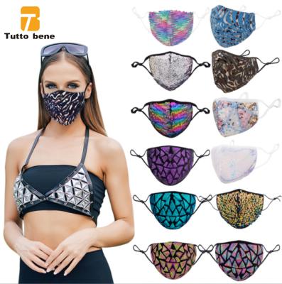 China Fashion Sequins Cotton Mouth Women Mouth Decoration Design Sparkle Bling Facemask For Party for sale