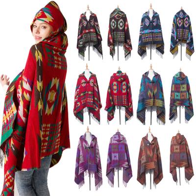 China Autumn Winter Fashion Women Bohemia Cashmere Cape Coat Fashion Trend Poncho Shawl Copy Warmer for sale