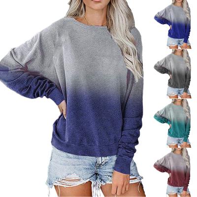 China New Color Anti-wrinkle Gradient Casual Loose V-Neck Sweater Fleece Sweater Long Sleeve Border Pullover T-shirt Explosive Loose V-neck for sale