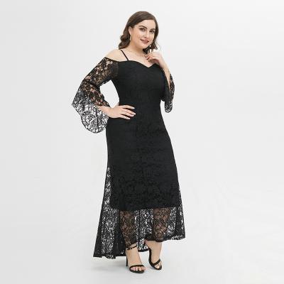 China New Design Viable Women Plus Size Dress Fashion Summer Ladies Party Dresses Lace Black Casual Dress for sale