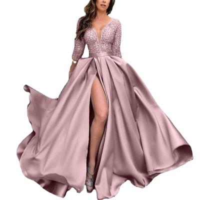 China Sheer Custom Made High Quality Latest Evening Dress Prom Dress Long Layer Satin Evening Dresses For Women Mother Of The Bride Dresses for sale