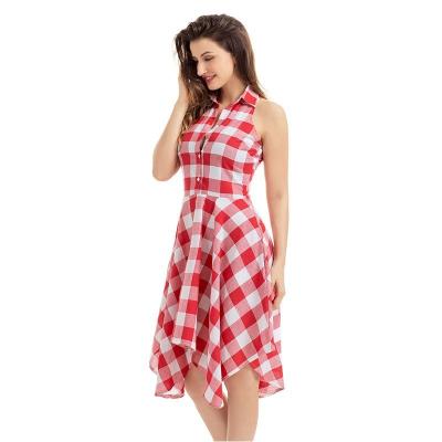 China 2021 Wholesale Viable Women For Fall/Winter Plaid Midi Length Plaid Sleeveless Loose Casual Dress for sale