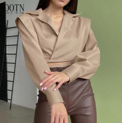 China Fashionable Autumn Blouses Long Sleeve Women's Tops Custom Made Hot High Quality Pure Selling Blouses 2022 for sale