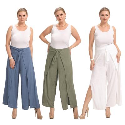 China New Arrival Fashion High Waist Women 100% Canvas Causal Loose Warm Elastic High Waisted Casual Pants for sale