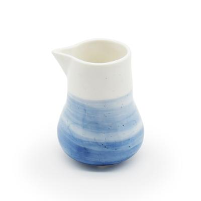 China Linea Sustainable Collection 200cc Custom Ceramic Creamer Hand-Paint Nordic Blue With Stain Gold Rim for sale